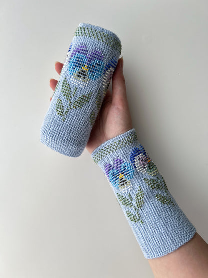 【即納】エターナルパンジー｜全3色｜手編みリストウォーマー