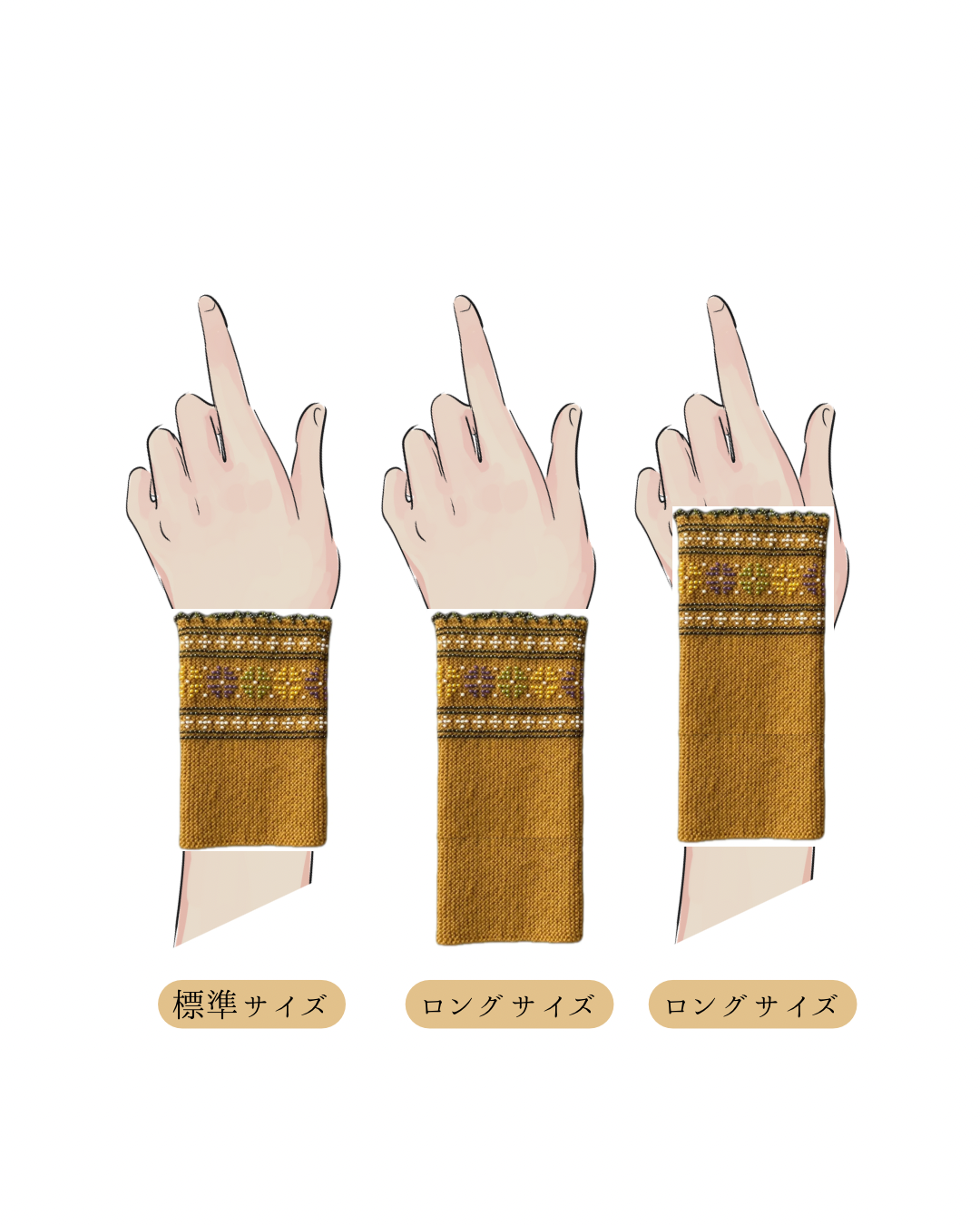 1119【受注販売】ルミナフォーチュナ｜マスタード｜手編みリストウォーマー