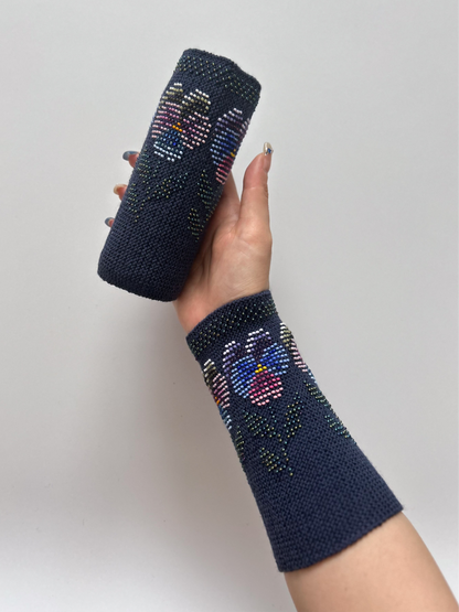 【即納】エターナルパンジー｜全3色｜手編みリストウォーマー