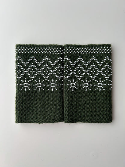 【即納】サンリットグレース｜カーキ｜手編みリストウォーマー