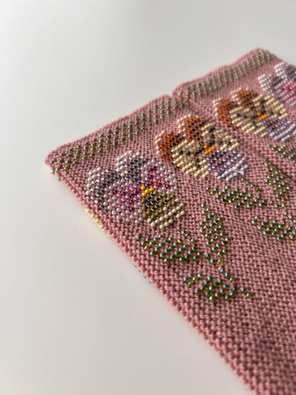 【即納】エターナルパンジー｜クラシックローズ｜手編みリストウォーマー