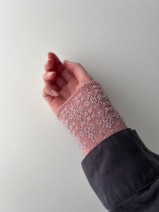 少しゆったり【即納】フロレット｜クラシックローズ｜手編みリストウォーマー