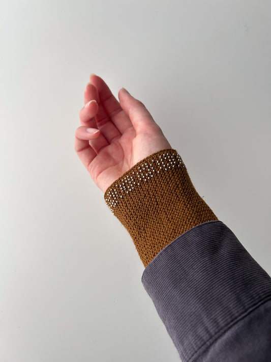 【即納】セレニティサークル｜ブラウン｜手編みリストウォーマー