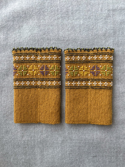 1119【受注販売】ルミナフォーチュナ｜マスタード｜手編みリストウォーマー