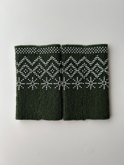 【即納】サンリットグレース｜カーキ｜手編みリストウォーマー