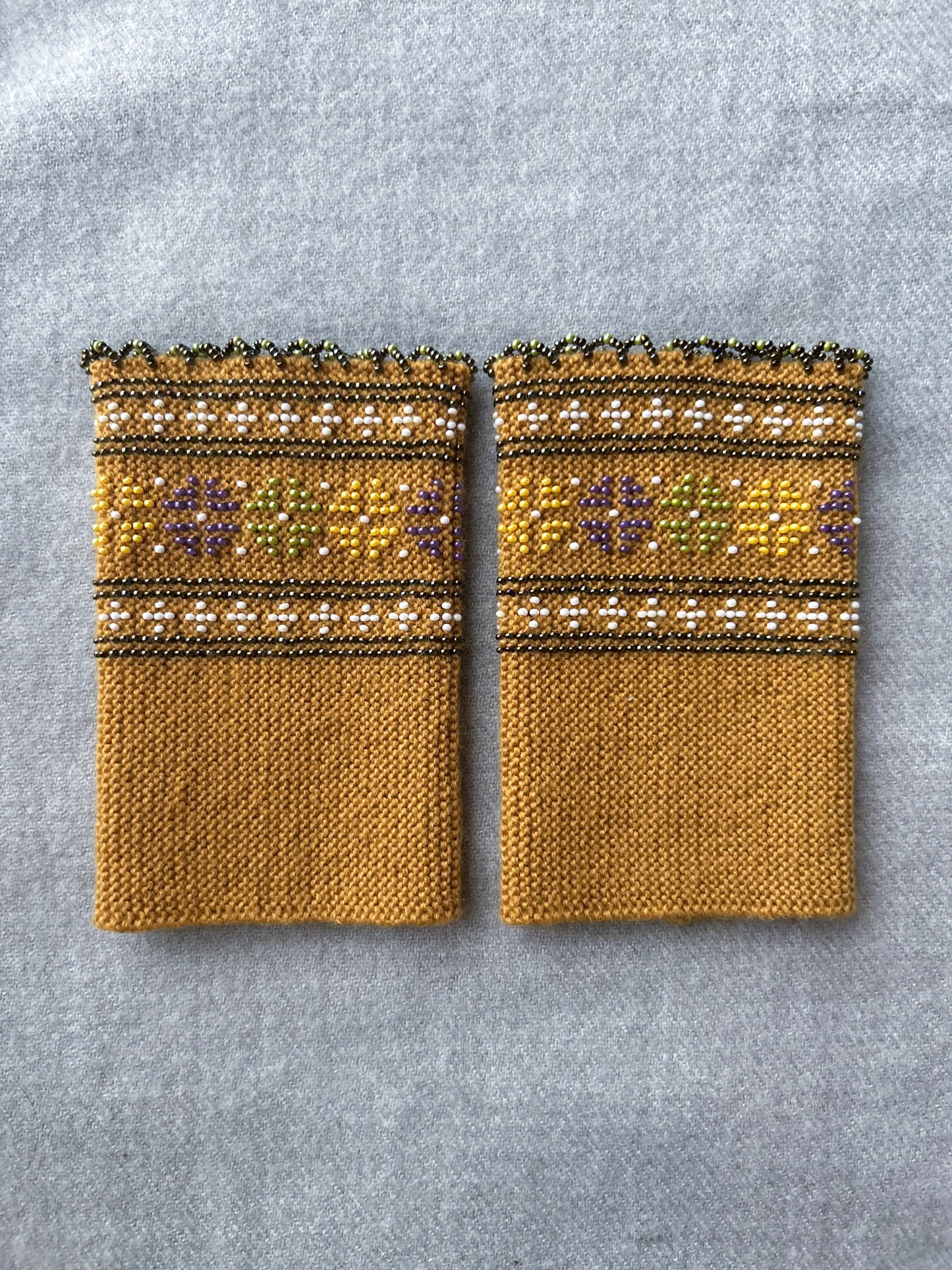 1119【受注販売】ルミナフォーチュナ｜マスタード｜手編みリストウォーマー