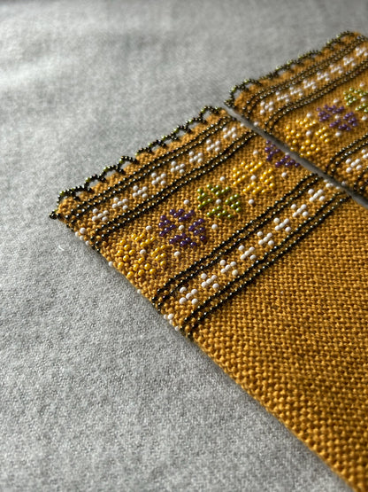 1119【受注販売】ルミナフォーチュナ｜マスタード｜手編みリストウォーマー