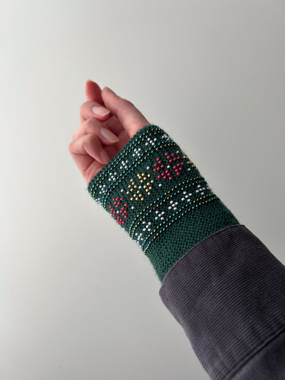 🇱🇹カラー【即納】ルミナフォーチュナ｜グリーン｜手編みリストウォーマー