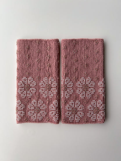 上下2way！【即納】サウレリア｜クラシックローズ｜手編みリストウォーマー